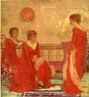 James Abbott Mcneill Whistler Canvas Paintings - Harmony in Flesh Colour and Red